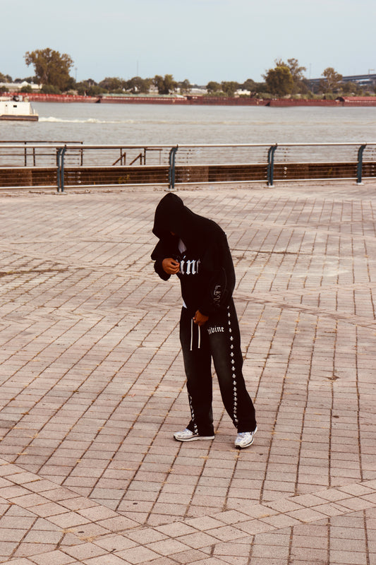 Divine Faded Sweatpants - BLACK